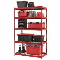 Husky 5-Tier Heavy Duty Boltless Steel Garage Storage Shelving Unit in Red (48 in. W x 78 in. H x 24 in. D)
