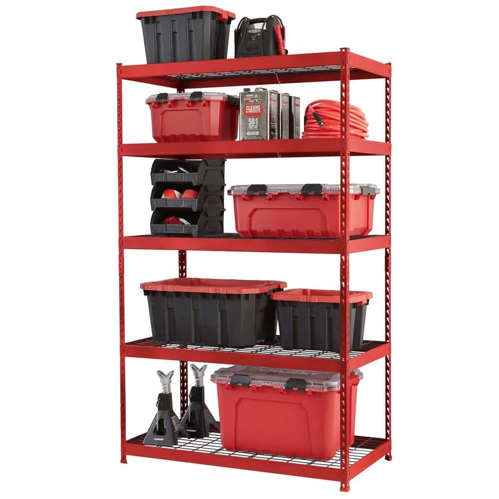 Husky 5-Tier Heavy Duty Boltless Steel Garage Storage Shelving Unit in Red (48 in. W x 78 in. H x 24 in. D) 3 Husky 5-Tier Heavy Duty Boltless Steel Garage Storage Shelving Unit in Red (48 in. W x 78 in. H x 24 in. D)