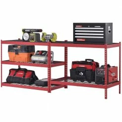 Husky 5-Tier Heavy Duty Boltless Steel Garage Storage Shelving Unit in Red (48 in. W x 78 in. H x 24 in. D) 19 Husky 5-Tier Heavy Duty Boltless Steel Garage Storage Shelving Unit in Red (48 in. W x 78 in. H x 24 in. D) -Tools Sales red husky freestanding shelving units n2r482478w5r a0 1000