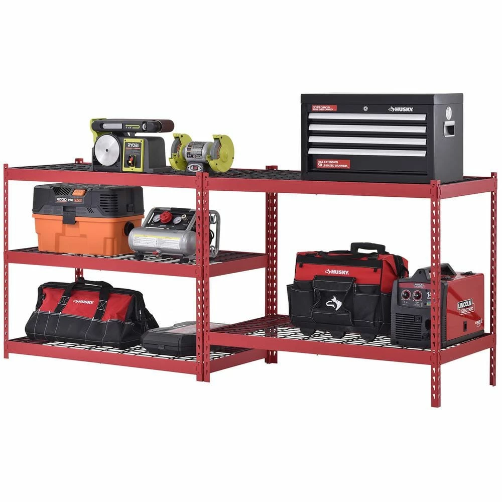 Husky 5-Tier Heavy Duty Boltless Steel Garage Storage Shelving Unit in Red (48 in. W x 78 in. H x 24 in. D) 6 Husky 5-Tier Heavy Duty Boltless Steel Garage Storage Shelving Unit in Red (48 in. W x 78 in. H x 24 in. D) - Image 4