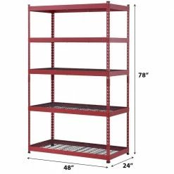 Husky 5-Tier Heavy Duty Boltless Steel Garage Storage Shelving Unit in Red (48 in. W x 78 in. H x 24 in. D) 23 Husky 5-Tier Heavy Duty Boltless Steel Garage Storage Shelving Unit in Red (48 in. W x 78 in. H x 24 in. D) -Tools Sales red husky freestanding shelving units n2r482478w5r c3 1000