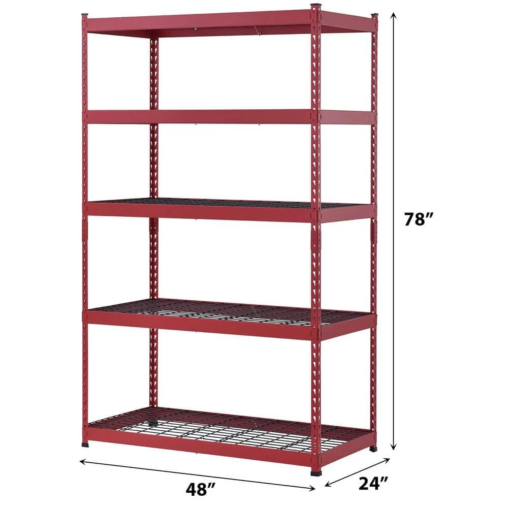Husky 5-Tier Heavy Duty Boltless Steel Garage Storage Shelving Unit in Red (48 in. W x 78 in. H x 24 in. D) 10 Husky 5-Tier Heavy Duty Boltless Steel Garage Storage Shelving Unit in Red (48 in. W x 78 in. H x 24 in. D) - Image 8