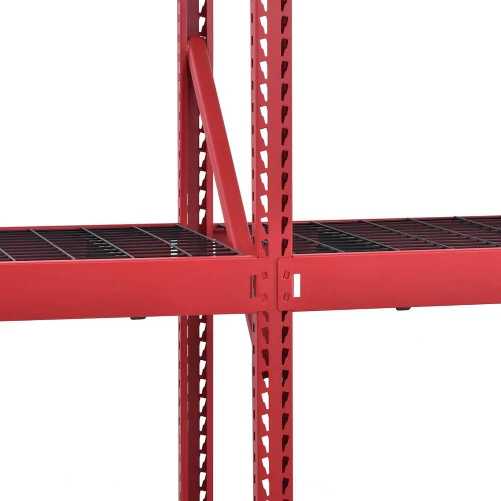 Husky 4-Tier Industrial Duty Steel Freestanding Garage Storage Shelving Unit in Red (77 in. W x 78 in. H x 24 in. D) 8 Husky 4-Tier Industrial Duty Steel Freestanding Garage Storage Shelving Unit in Red (77 in. W x 78 in. H x 24 in. D) - Image 6