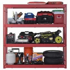 Husky 4-Tier Industrial Duty Steel Freestanding Garage Storage Shelving Unit in Red (77 in. W x 78 in. H x 24 in. D) 19 Husky 4-Tier Industrial Duty Steel Freestanding Garage Storage Shelving Unit in Red (77 in. W x 78 in. H x 24 in. D) -Tools Sales red husky freestanding shelving units n2w772478w4r a0 1000