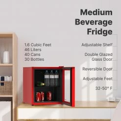 Husky 1.5 Cu. ft. 40-Can Glass Door Freestanding Countertop Quiet Mini Fridge with Reversible Door without Freezer (Red) 17 Husky 1.5 Cu. ft. 40-Can Glass Door Freestanding Countertop Quiet Mini Fridge with Reversible Door without Freezer (Red) -Tools Sales red husky mini fridges osfg010 rm 1f 1000