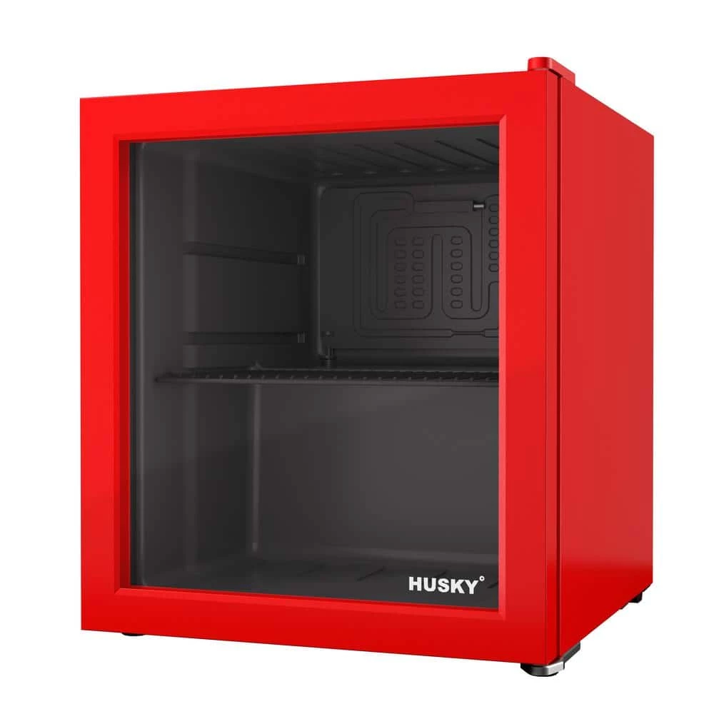 Husky 1.5 Cu. ft. 40-Can Glass Door Freestanding Countertop Quiet Mini Fridge with Reversible Door without Freezer (Red) 3 Husky 1.5 Cu. ft. 40-Can Glass Door Freestanding Countertop Quiet Mini Fridge with Reversible Door without Freezer (Red)