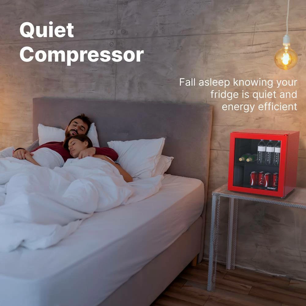 Husky 1.5 Cu. ft. 40-Can Glass Door Freestanding Countertop Quiet Mini Fridge with Reversible Door without Freezer (Red) 11 Husky 1.5 Cu. ft. 40-Can Glass Door Freestanding Countertop Quiet Mini Fridge with Reversible Door without Freezer (Red) - Image 9