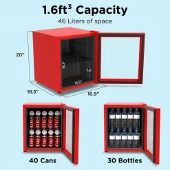 Husky 1.5 Cu. ft. 40-Can Glass Door Freestanding Countertop Quiet Mini Fridge with Reversible Door without Freezer (Red) 19 Husky 1.5 Cu. ft. 40-Can Glass Door Freestanding Countertop Quiet Mini Fridge with Reversible Door without Freezer (Red) -Tools Sales red husky mini fridges osfg010 rm fa 1000