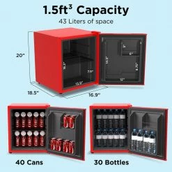 Husky 1.5 Cu. ft. 40-Can Solid Door Freestanding Countertop Quiet Mini Fridge with Reversible Door without Freezer (Red) 10 Husky 1.5 Cu. ft. 40-Can Solid Door Freestanding Countertop Quiet Mini Fridge with Reversible Door without Freezer (Red) -Tools Sales red husky mini fridges osfs007 rm c3 1000