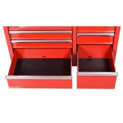 Husky 42 in. W x 18.1 in. D 8-Drawer Red Mobile Workbench Cabinet with Solid Wood Top -Tools Sales red husky mobile workbenches h42mwc8red 77 1000