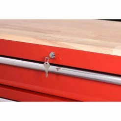 Husky 42 in. W x 18.1 in. D 8-Drawer Red Mobile Workbench Cabinet with Solid Wood Top -Tools Sales red husky mobile workbenches h42mwc8red fa 1000