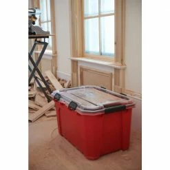 Husky 20-Gal. Professional Duty Waterproof Storage Container with Hinged Lid in Red 16 Husky 20-Gal. Professional Duty Waterproof Storage Container with Hinged Lid in Red -Tools Sales red husky storage bins 246842 66 1000