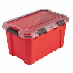 Husky 20-Gal. Professional Duty Waterproof Storage Container with Hinged Lid in Red 22 Husky 20-Gal. Professional Duty Waterproof Storage Container with Hinged Lid in Red -Tools Sales red husky storage bins 246842 76 1000