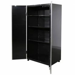 Husky Ready-to-Assemble 24-Gauge Steel Garage Gear Cabinet in Black (36 in. W x 72 in. H x 24 in. D) -Tools Sales smooth glossy black powder coating husky free standing cabinets g3624w us 1d 1000