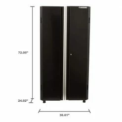 Husky Ready-to-Assemble 24-Gauge Steel Garage Gear Cabinet in Black (36 in. W x 72 in. H x 24 in. D) -Tools Sales smooth glossy black powder coating husky free standing cabinets g3624w us a0 1000