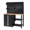 Husky 6-Piece Ready-to-Assemble Steel Garage Workstation in Black (53 in. W x 69.5 in. H x 19.5 in. D) -Tools Sales smooth glossy black powder coating husky garage storage systems g52006s1 us 64 1000
