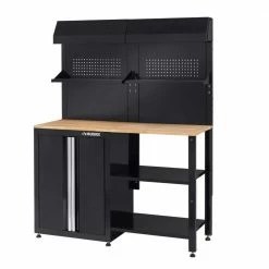 Husky 6-Piece Ready-to-Assemble Steel Garage Workstation in Black (53 in. W x 69.5 in. H x 19.5 in. D)