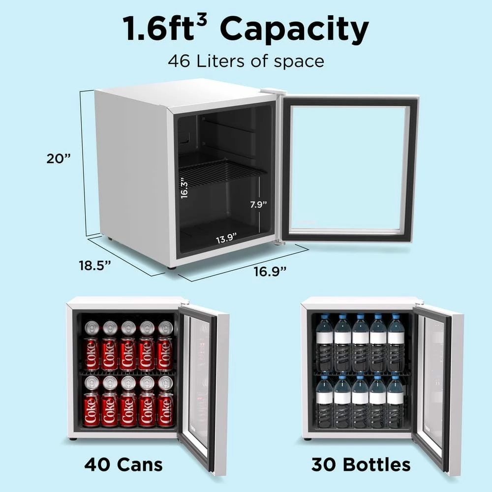 Husky 1.5 Cu. ft. Glass Door Freestanding Countertop Beverage Refrigerator with Reversible Door without Freezer (White) 5 Husky 1.5 Cu. ft. Glass Door Freestanding Countertop Beverage Refrigerator with Reversible Door without Freezer (White) - Image 3
