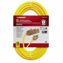 Husky 50 ft. 12/3 Lighted Triple Tap Extension Cord