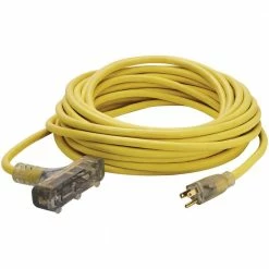 Husky 50 ft. 12/3 Lighted Triple Tap Extension Cord -Tools Sales yellow husky general purpose cords 76050hy d4 1000