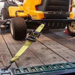 Husky 10 ft. x 1-7/8 in. 1000 lb. Commercial Retractable Ratchet -Tools Sales yellows golds husky ratchet straps 55565 1f 1000