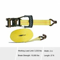 Husky 27 ft. x 2 in. Heavy-Duty Ratchet Tie-Down Strap with J Hook -Tools Sales yellows golds husky ratchet straps fh0843 a0 1000