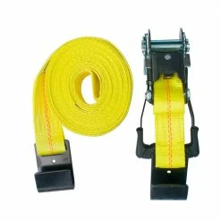 Husky 2 in. x 27 ft. Heavy-Duty Ratchet Tie-Down Strap with Flat Hooks -Tools Sales yellows golds husky ratchet straps fh0850 c3 1000